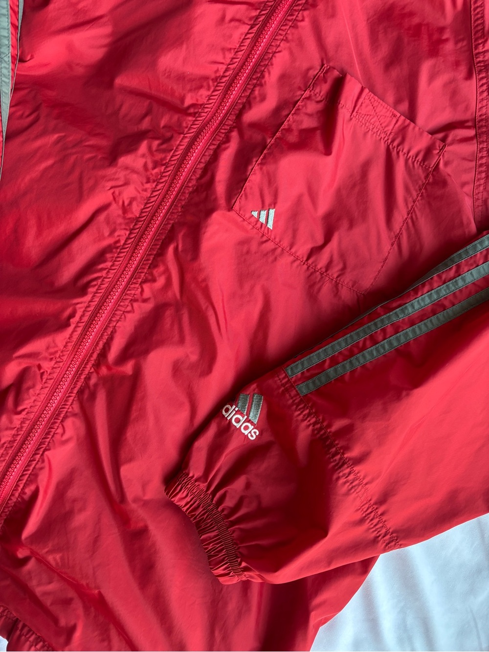 Y2K Red Adidas Zip Up Windbreaker Jacket - Picture 3 of 7